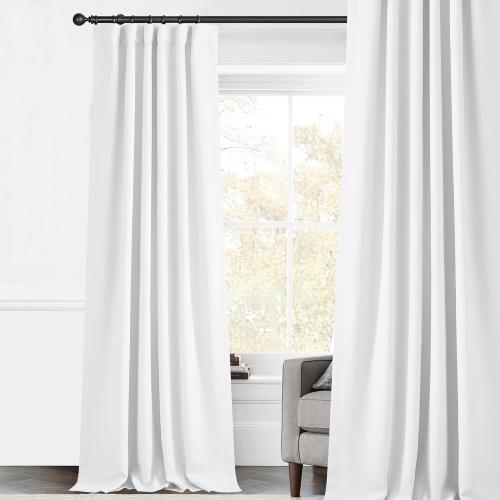 StangH Blackout Curtains 108 inches Long for Living Room, Two-Layer Faux Linen Thermal Insulated Curtains, Back Tab Thick Noise Reducing Drapes for Bedroom, Oyster White, W50xL108, 1 Panel