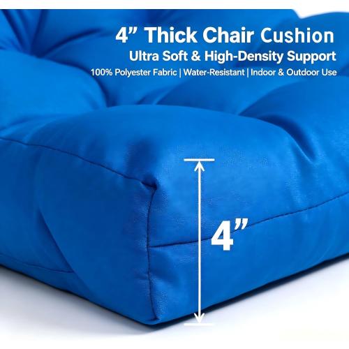 QILLOWAY Outdoor Seat/Back Chair Cushion Tufted Pillow, Spring/Summer Seasonal All Weather Replacement Cushions. (Marine Blue)