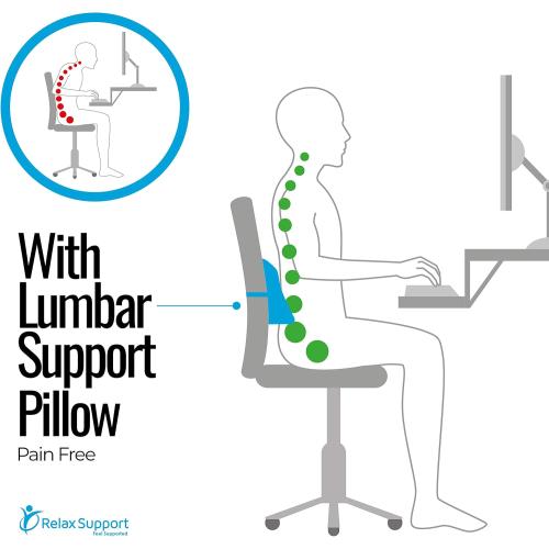 RELAX SUPPORT RS1 Lumbar Support Pillow - Office Chair Back Support - Chair Cushion for Back Pain Uses ArcContour Special Patented Technology Has Unique Lateral Convex Shape for a Pain Free Back…