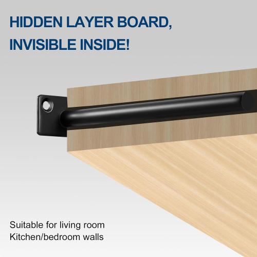 8 Pcs 6 Black Solid Steel Floating Shelf Bracket Blind Shelf Supports - Hidden Brackets for Floating Wood Shelves - Concealed Blind Shelf Support – Screws and Wall Plugs Included