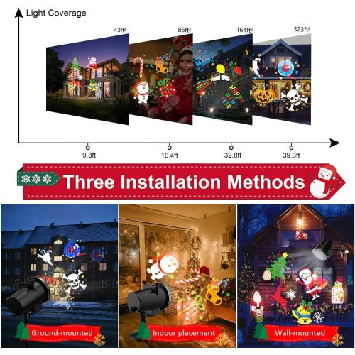 Christmas Halloween Lights Projector,Waterproof IP65 Indoor Motion Remote Control LED Projector Lights, 16 Slides Holiday Light Party Outdoor Garden House Apartment Kids Room Night Light