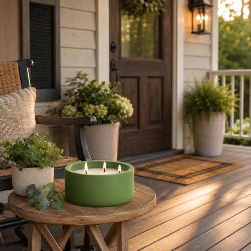 Viyffo 20oz Large Citronella Candles Outdoor, 3 Wick Citronella Candle, Non Toxic Soy Candles, Matte Green Ceramic Jar, Outdoor Candle for Patio, Porch, Backyard, Deck, Garden & Camping, Summer Decor