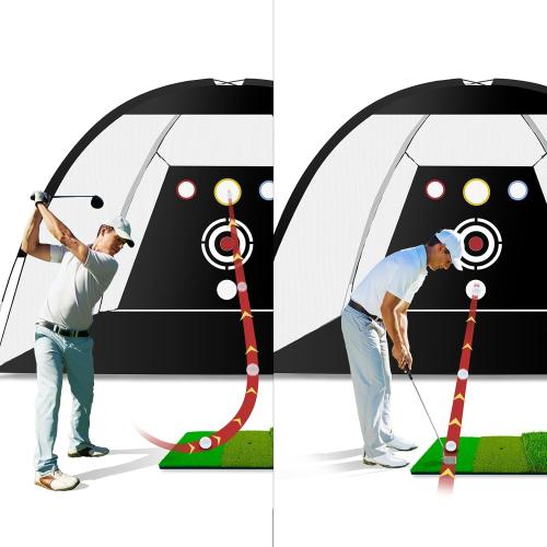 Golf Net - Upgraded 10x7ft Practice Net with 5 Balls, Tri-Turf Mat and Portable Storage Bag, Durable Hitting Nets for Backyard Driving Swing Outdoor - Gifts for Golfing Lovers - Golf Accessories