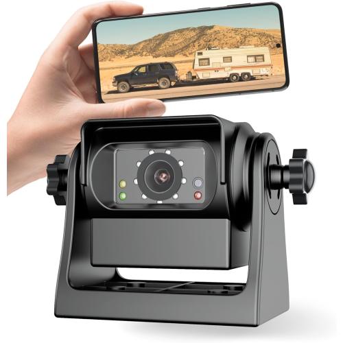 EWAY Strong Magnetic Wireless Backup Camera for iPhone Android, WiFi Hitch Camera Rechargeable Battery for Hitch Gooseneck Travel Boat Horse Trailer Truck Camper RV Front Rear View Reverse Back up
