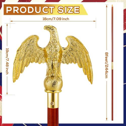 Shimeyao 2 Pack 8 ft Indoor Flag Pole Set with Base and Eagle Topper, Telescoping Flagpole with Stand Holder for Office, Hall and City Display, Flag Not Included(Wood Color,Wood)