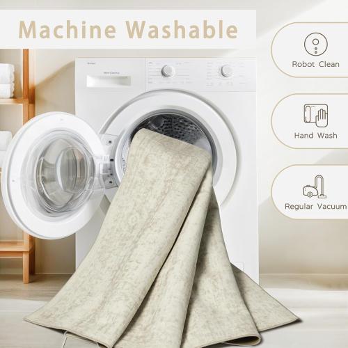 Srugn Washable Rugs 9x12 Area Rugs for Living Room,Rugs for Bedroom, Large Carpets,Ultra Soft Faux Wool Retro Dining Room Rug,Non Slip&Non-Shedding Low Pile Vintage Print Rug Indoor for Home Office