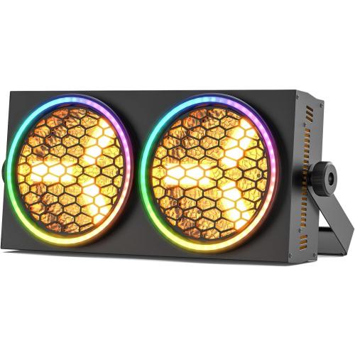 200W Stage Lights, 30 Lighting Effects Dual Eye Retro Par Lights with 6 COB Spotlights and 102 RGB LEDs Ring Strap, Sound Activated DMX512 Uplights for Wedding Club Theater Stage Lighting
