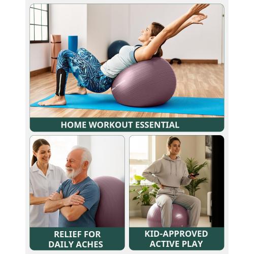 Trideer Yoga Ball – Anti-Burst Exercise Ball for Pregnancy, Office, Birthing, Stretching & Core Workout – Home Gym & Therapy