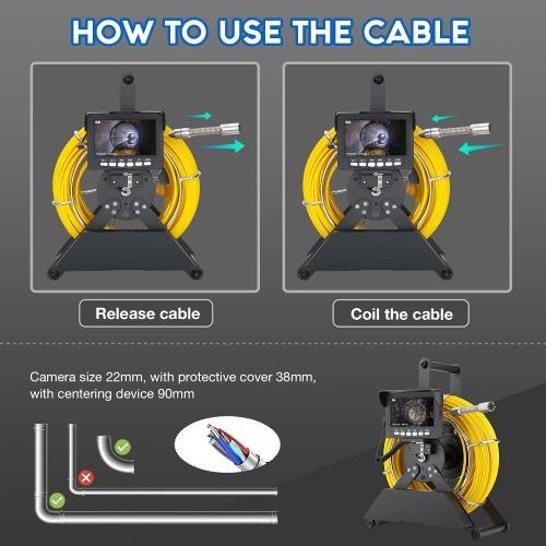 Sewer Camera 100ft/30m,0.9in/22mm Pipe Inspection Camera with 12pcs LEDs Light, 4.3 Screen 1000TVL Plumbing Snake Borescope with 4500mAh Battery DVR Recorder, Included 16GB Card