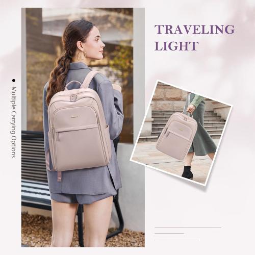 Travel Backpack for Women Personal Carry On Bag Business Weekender Hiking Multilayer Laptop Bag,16 Inch,Pink