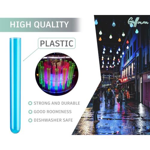 5 5/8 Neon Plastic Test Tube Shot Assorted Colors 3/4 oz Shooter - 100 Pack