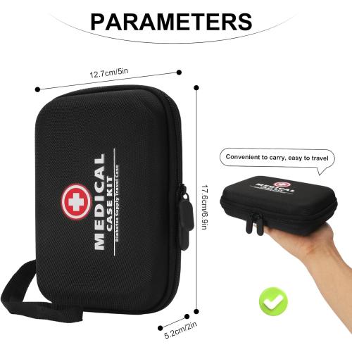 Hard Diabetes Travel Case for Accu-Chek/One Touch, Glucose Monitor Case for CareSens N for Glucose Meter, Insulin Pen, Blood Sugar Test Strips, Syringe, Needles and More Kits (Black)