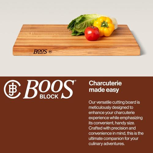 John Boos R-Board Series Rectangular Wooden Maple Cutting Board, 12-lb Reversible Butcher Block with Edge-Grain & Finger Grips – Made in the USA