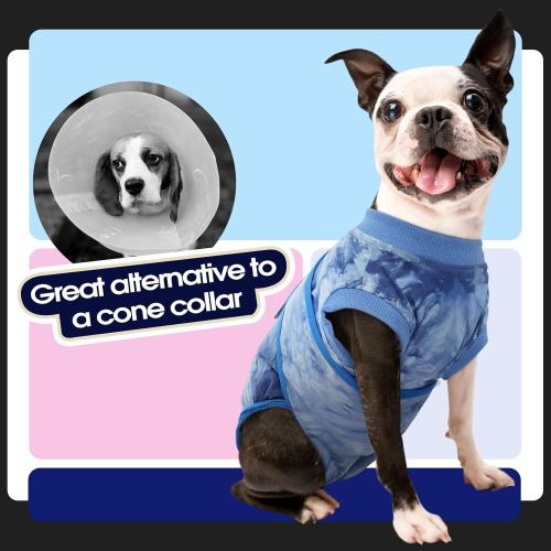 FUAMEY Recovery Suit for Dogs After Surgery,Soft Breathable Dog Bodysuit E-Collar & Cone Alternative Surgical Suit,Male Female Dog Neuter Spay Suits Anti Licking Wounds Onesie Blue Tie Dye XL