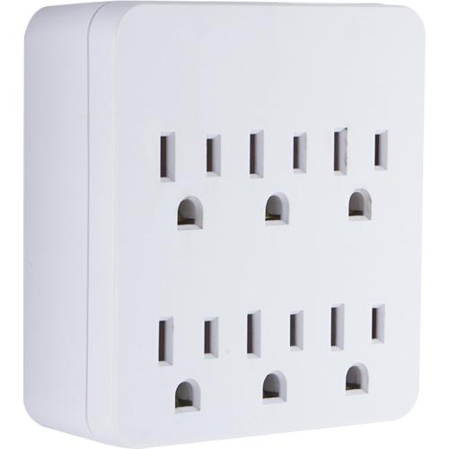 GE Pro 6-Outlet Extender Surge Protector, Wall Tap Adapter | Charging Station, Automatic Shutdown, 3-Prong, 1020 Joules, UL Listed, White, 36727