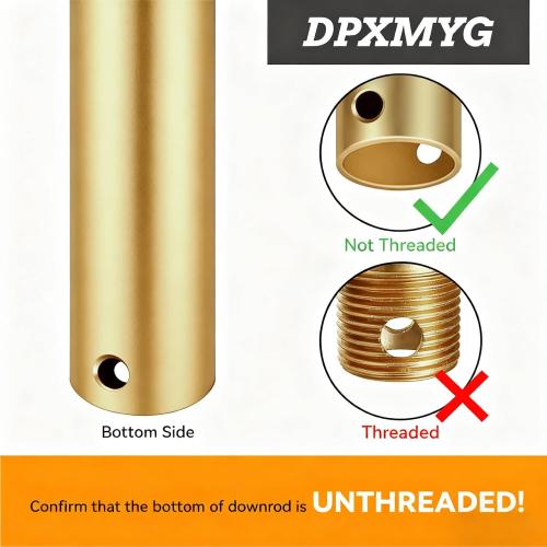 36 inch Ceiling Fan Downrod, 3 FT Gold Downrod for Ceiling Fan, 1 inch Outside Diameter, Boom Suitable for a Wide Range of Fans (Gold, Not Threaded)