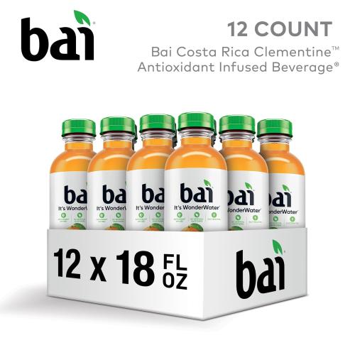 Bai Antioxidant Infused Water Beverage, Costa Rica Clementine, with Vitamin C and No Artificial Sweeteners, 18 Fluid Ounce Bottle, 12 Pack