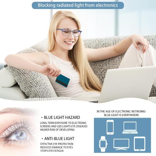 Progressive Multifocal Anti Blue Light Reading Glasses for Women and Men Fashion Eyeglasses Frame