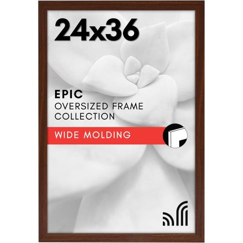 Americanflat 24x36 Poster Frame with Polished Plexiglass - Wide Picture Frames Made of Engineered Wood for Vertical or Horizontal Wall Display - Epic Collection - Mahogany