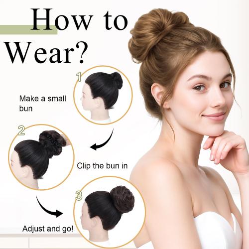 Messy Bun Hair Piece, Claw Clip Bun Hair Pieces for women, Curly Fake Buns Tousled Updo Hairs Extensions for Daily Wear and Special Occasions (M2/33#, 1 Count)
