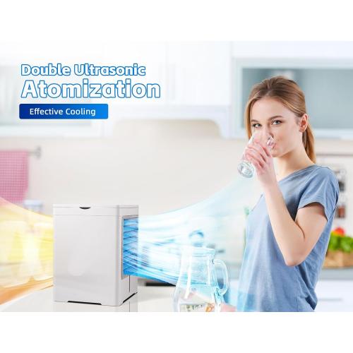 Portable Air Conditioners, Evaporative Air Cooler with 3 Wind Speeds 3 Timers Touch Screen Small Desktop Cooling Fan, Personal Mini Air Cooler for Home Room Camping Car Office