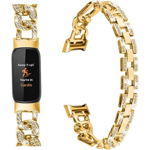 Metal Band Compatible with Fitbit Luxe Bands for Women Shiny Rhinestone Bracelet Strap Adjustable Replacement Bands for Fitbit Luxe Tracker