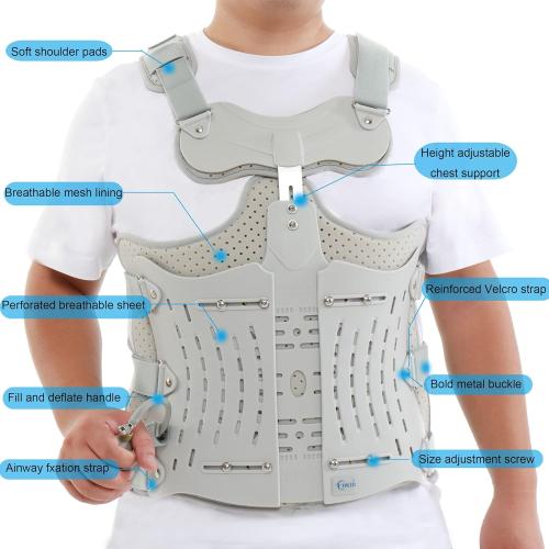 TLSO Inflatable Thoracolumbar Fixed Back Spinal Brace, Pain Relief and Straightener for Fractures Lightweight & Adjustable Back Brace for Kyphosis,Osteoporosis,Mild Scoliosis & Post Surgery Support,