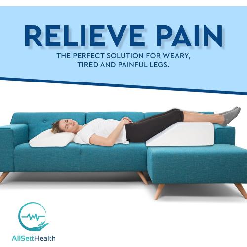 Leg Elevation Wedge Pillow for Sleeping, After Surgery | Memory Foam | Relieves Foot and Ankle Injury, Legs, Hip, and Knee Pain, Improves Blood Circulation, 8 Inch