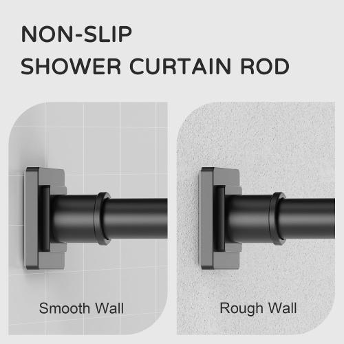 Shower Curtain Rod Adjustable 31-79, Anti-Rust Shower Rod & Spring Tension Shower Rod No Drill, Black Shower Curtain Rod for Bathroom Tension Rod