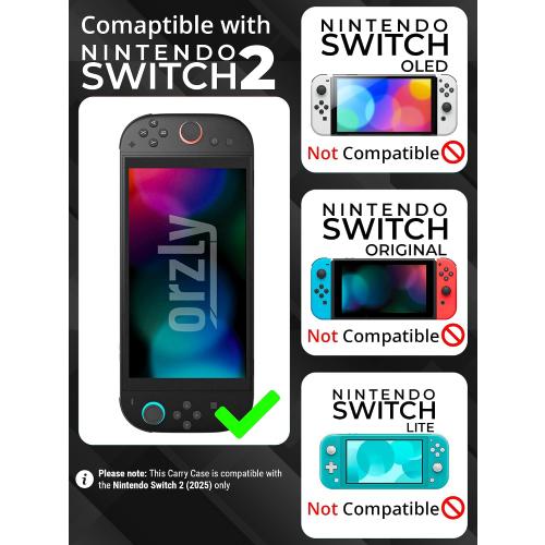 Orzly Case Compatible with Nintendo Switch 2 Protective Carry Case (2025 Model) with Screen Padding, Game Card microSD Pockets for Console and Accessories Screen Size 7.9 - Gift Boxed