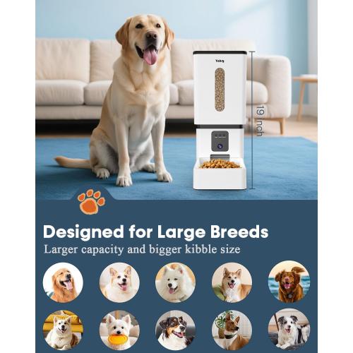 Automatic Dog Feeder Large Breed with Camera - 12L/50 Cups 5G WiFi App Control Dog Food Dispenser, Easy Setup, HD 1080P Video with Night Vision by Yakry
