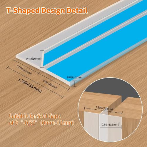 T-Shaped Rubber Weather Stripping Door Seal Extra Thick 2mm, 1.38 in x 40 Ft Heavy-Duty Alien Draft Seal Insulation Tape for Doors, Windows and Glass Shower Sweep Gaps(Clear)