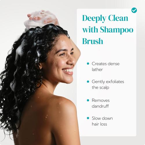 HEETA Scalp Massager 2 Pack, one item missing for Hair Growth, Soft Silicone Bristles to Remove Dandruff and Relieve Itching, Scalp Scrubber for Hair Care Relax, Shampoo Brush for Wet Dry Use, New Grey & Beige