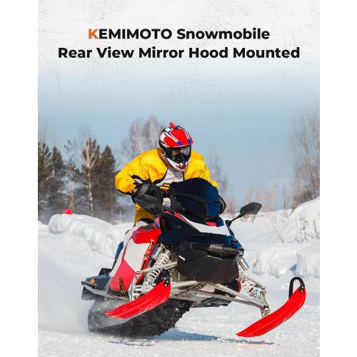 KEMIMOTO Snowmobile Side Mirrors Hood Mounted Rear View Mirror Clear Snowmobile Rearview Mirrors Compatible with Polaris Ski-Doo Arctic Cat Accessories