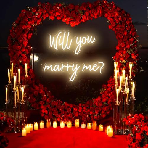 Will You Marry Me Neon Sign Large, 44 Dimmable Will You Marry Me Sign for Wall Decor, LED Neon Lights Sign for Engagement Party, Wedding, Proposal, Valentine's Day, Wedding Company, Warm White