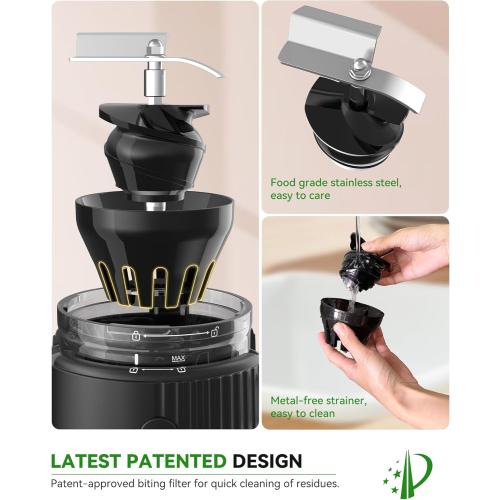 ACOQOOS Cold Press Juicer Machines with 8 Glass Juice Bottles, Cold Press Juicer Whole Fruit and Vegetable with 4.3 Feeding Chute, Easy to Clean Juicers with 2 Cups, Masticating Juicer Black (  The engine doesn’t turn on or off )