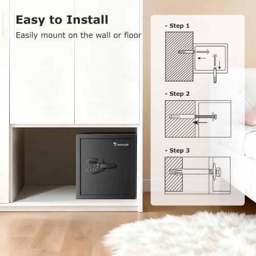 Size 12.99x14.17 Bonsaii Security Safe Box,1.2 Cubic Feet Large Document Safe Box,New Type of Digital Keypad Lock,Removable Shelf for Money,Jewelry and Valuables,12.99 x 14.17 x 12.99 Inches