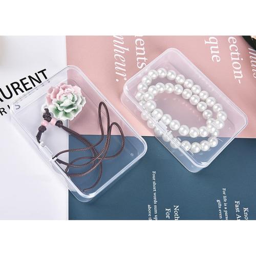 6-Pack Rectangular Plastic Storage Containers Box with Hinged Lid for Beads and Crafts, 4.5 x 3.3 x 1.1 inch / 115 x 85 x 28 mm (Translucent)