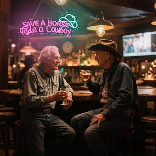 Save A Horse Ride A Cowboy Neon sign Led Signs for Wall Decor with Adjustable Brightness, USB Powered, Ideal for Bedroom, Home Bar, Club, Hotel, and Party Decor