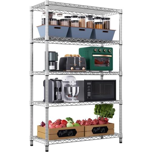 1750 LBS Storage Shelves 5-Tier Utility Shelving Unit Steel Organizer Wire Rack for Home,Kitchen,Office,Garage, Capacity 17.7 D x 47.2 W x 72.3 H