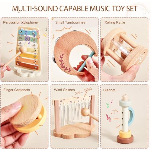 Baby Montessori Musical Instruments,Wooden Percussion Xylophone Musical Toys for Toddlers,Sensory Toys for 18  Month Old,Kids Preschool Educational,Birthday Gift for Ages 2 3