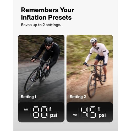 HOTO Mini Bike Tire Pump, 25s Fast Inflate Bicycle Pump with Guage, 150PSI Portable Electric Bike Air Pump with Presta and Schrader Valve for Road Bike, Motorcycle, Mountain Bike, Car, Sports Ball