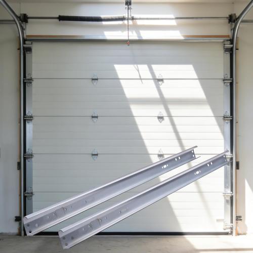 Heavy Duty 1 Pair Garage Door Vertical Track Kit with Connecting Plates and Screws, 7ft Galvanized Steel, 76 Length, Fits 2 Rollers, 4x38
