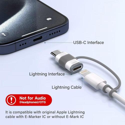 2 Pack Lightning to USB C Adapter for iPhone 15/16/16 Pro Max/Plus,Samsung S24,Support Charging & Data Transfer,Type C Charger Connector Cable,Lightning Female to USB C Male Adapter,Not for Audio
