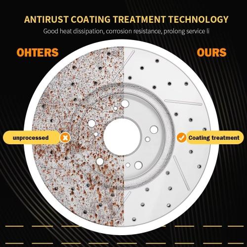 Front Brake kit, Drilled & Slotted Brake Rotors and Disc Brake Pads, for 2011-2014 Subaru Impreza/Forester, for 2013-2014 Subaru Legacy/Outback/XV Crosstrek