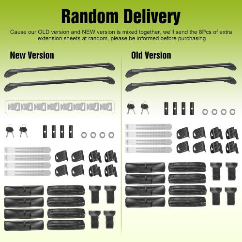 Universal Car Roof Rack 42.91in-44.88in, Heavy-Duty Aluminum Adjustable Roof Rack Cross Bars for Kayak, Bike, Luggage, Roof Rails with Theft Lock for Bare Roof Cars, 165lbs Load Capacity (43)