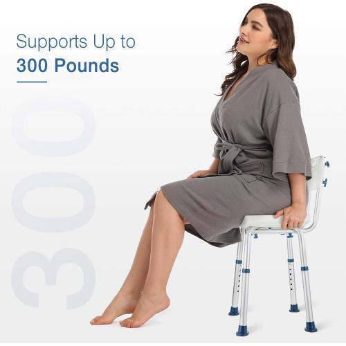 GreenChief Shower Chair with Back Removable - Small Shower Stool for Inside Shower, Narrow Bathtub Chair, Adjustable Shower Seat for Seniors, Elderly, Handicap, Disabled (300 LBS)