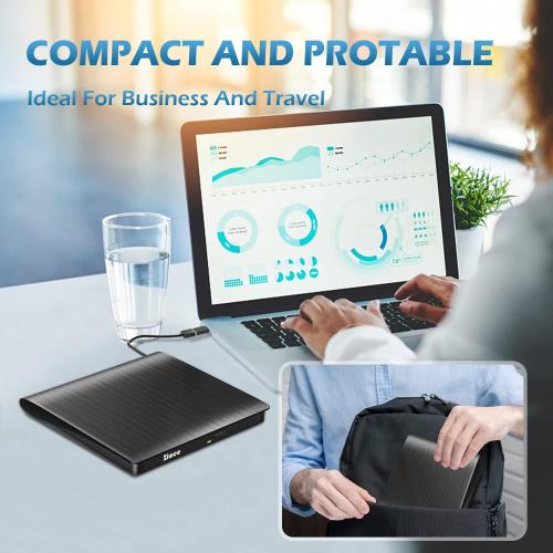 External DVD Drive USB 3.0 Type-C CD Burner Portable CD  /-RW Drive DVD Player for ROM Rewriter Burner Compatible with Laptop Desktop PC Windows MacBook Linux Mac OS
