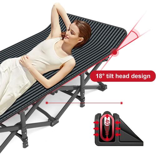 ATORPOK Camping Cot for Adults with Cushion Comfortable, Tent Folding Cot for Sleeping, Lightweight Folding Bed with Carry Bag Supports 450 lbs