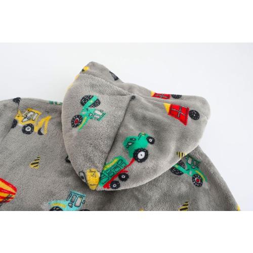 Boys Girls Robes Kids Toddler Flannel Hooded Bathrobe Pajamas Sleepwear 6-8 Years